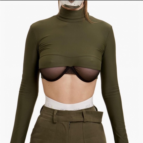 New Green & Black Top Bra size XS/S pole dance / club night - Picture 4 of 10